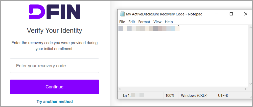 Using your Recovery code.png