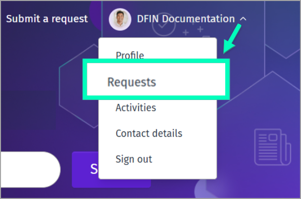 DFIN-Knowledge Hub Requests menu link.png